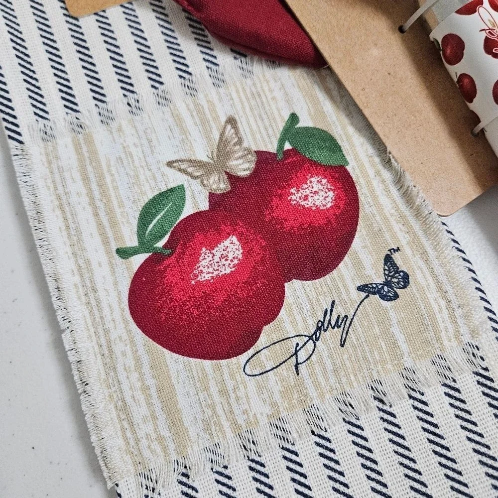 NWT Dolly Parton Kitchen Apple Hand Towel 15